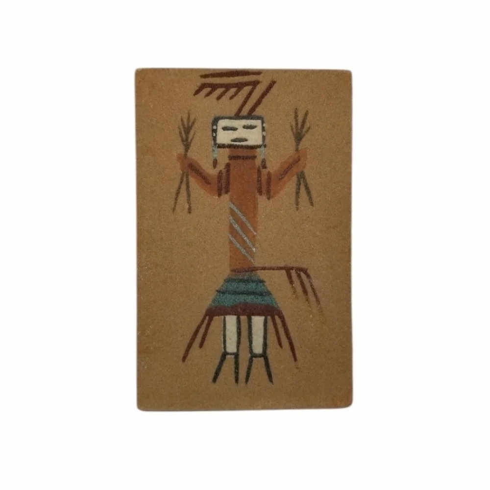 Kachina Sand Tile Wall Art Painting Yei Unframed Signed Native American 6 X 4